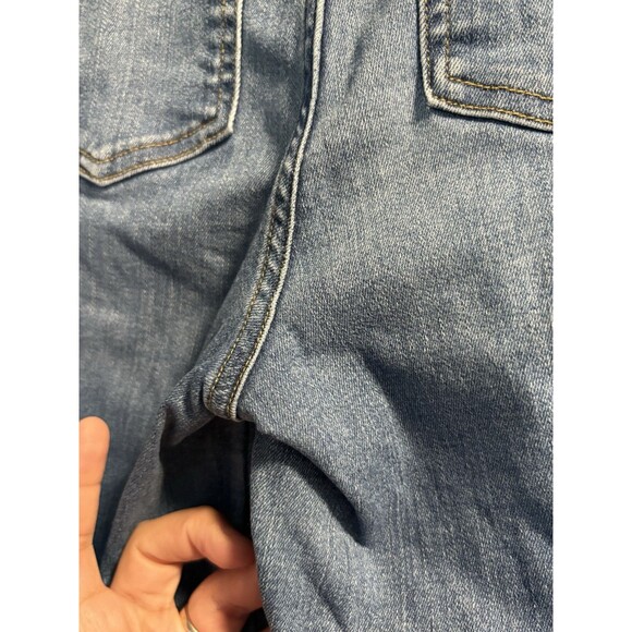Spanx Jeans Womens Small Petite Wide Leg Pull On Denim Medium Wash Seamed Front - Picture 7 of 7